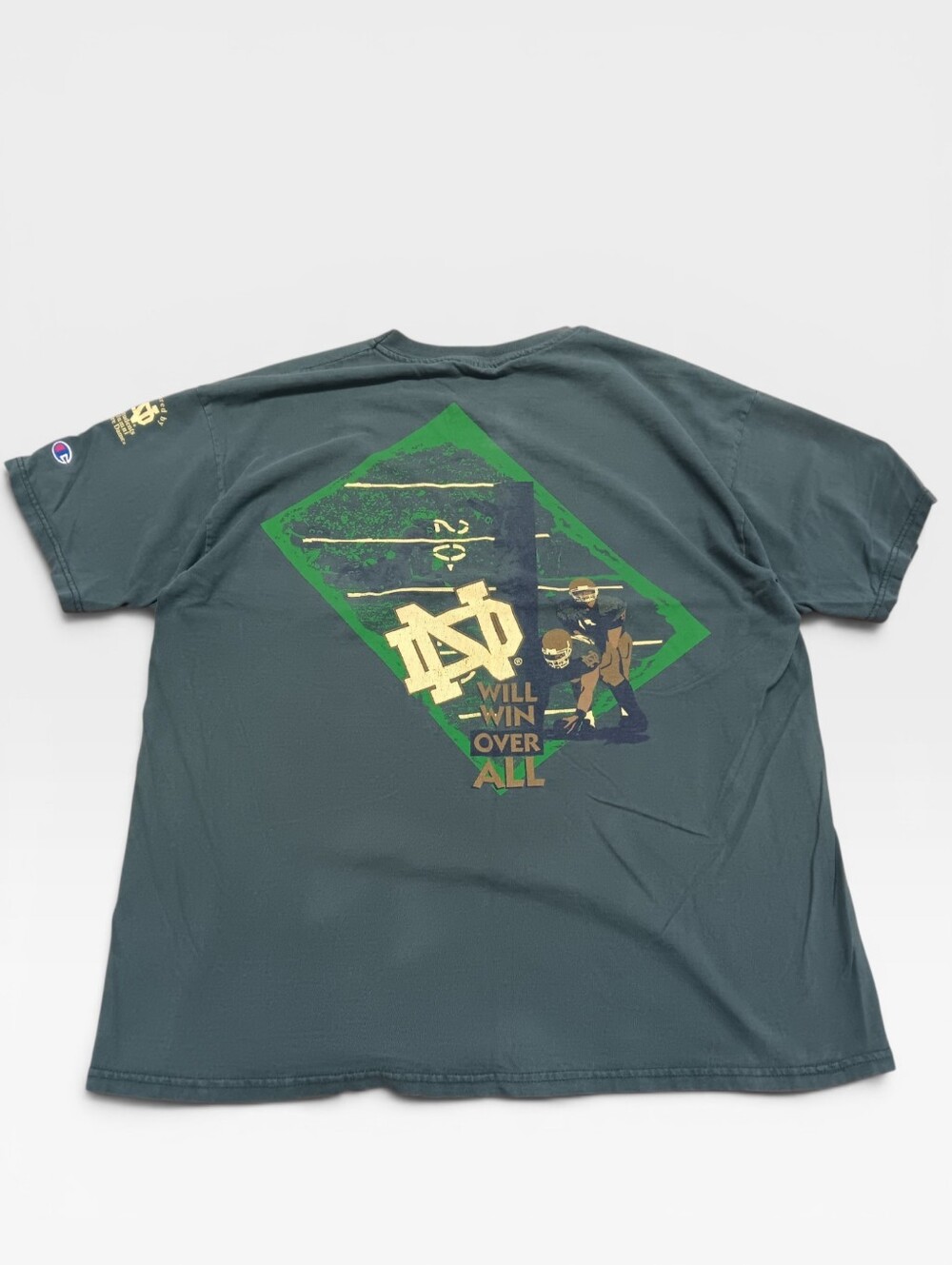 Vtg Champiom Notre Dame Green Graphic Short-Sleeve Tee XL